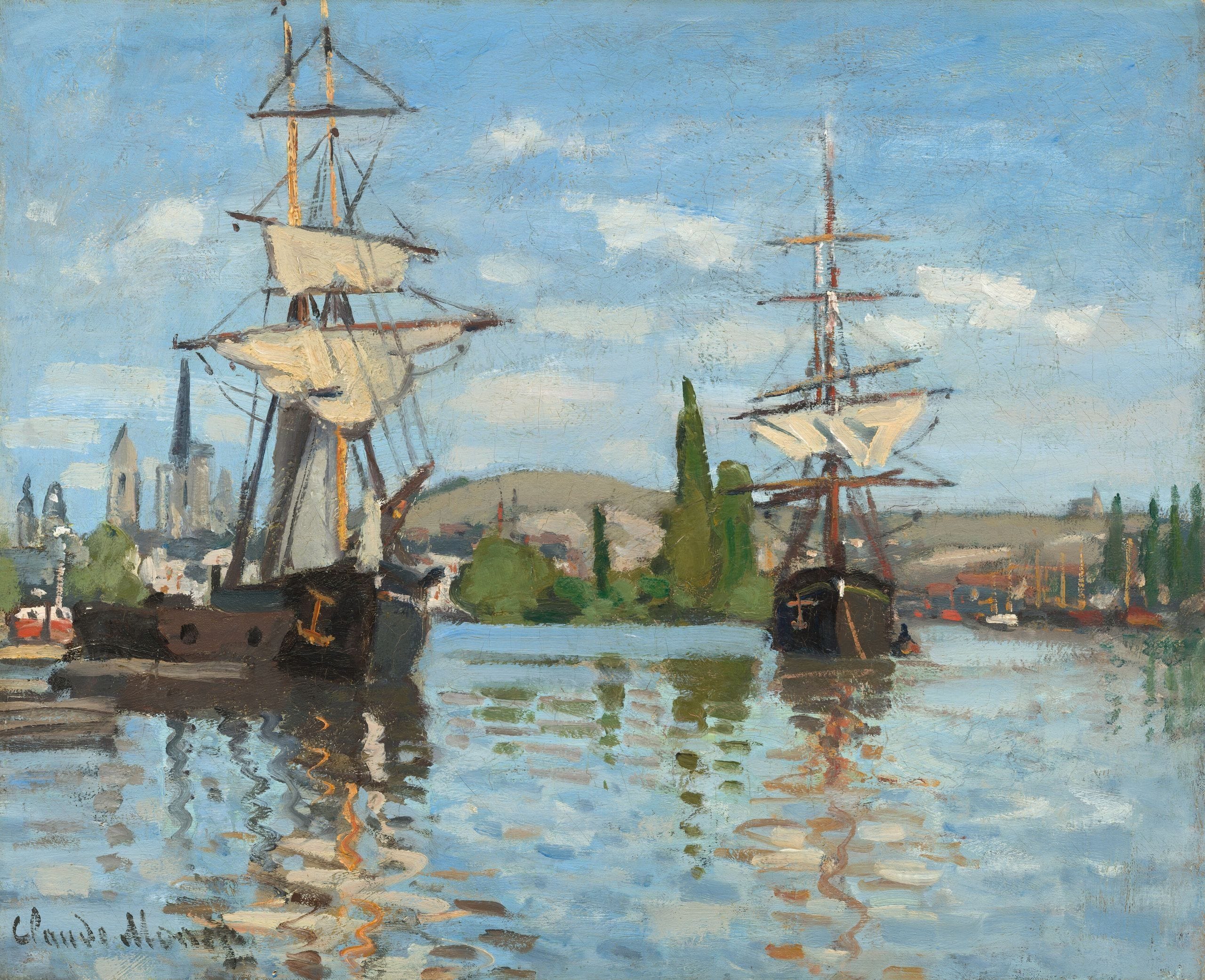 Example of a signed Monet artwork with zoom on signature