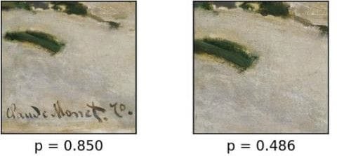 Monet with/without signature comparison