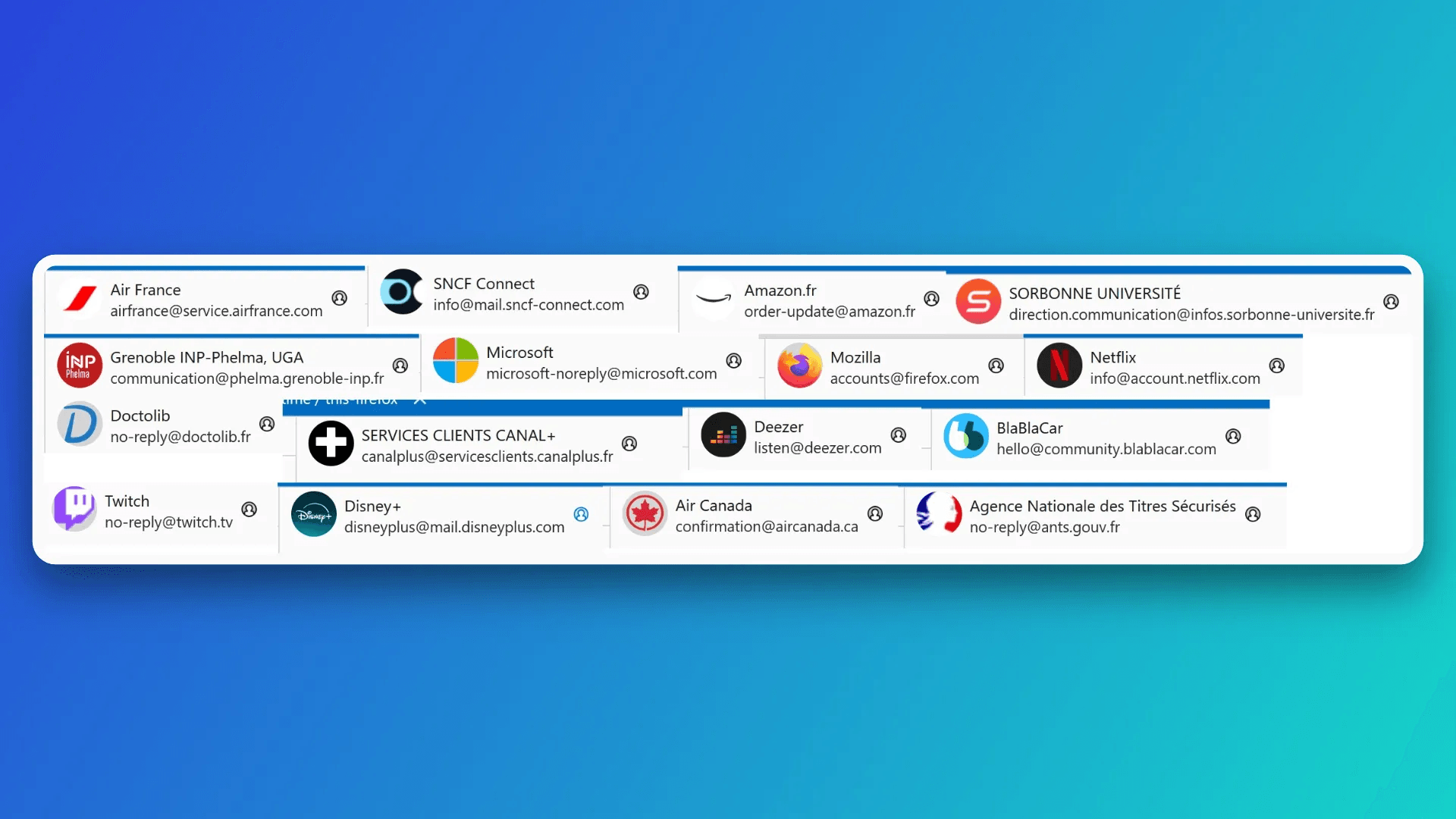 Exemples de fonctionnement de l'extension Thunderbird Auto Profile Picture pour rajouter des icônes aux emails